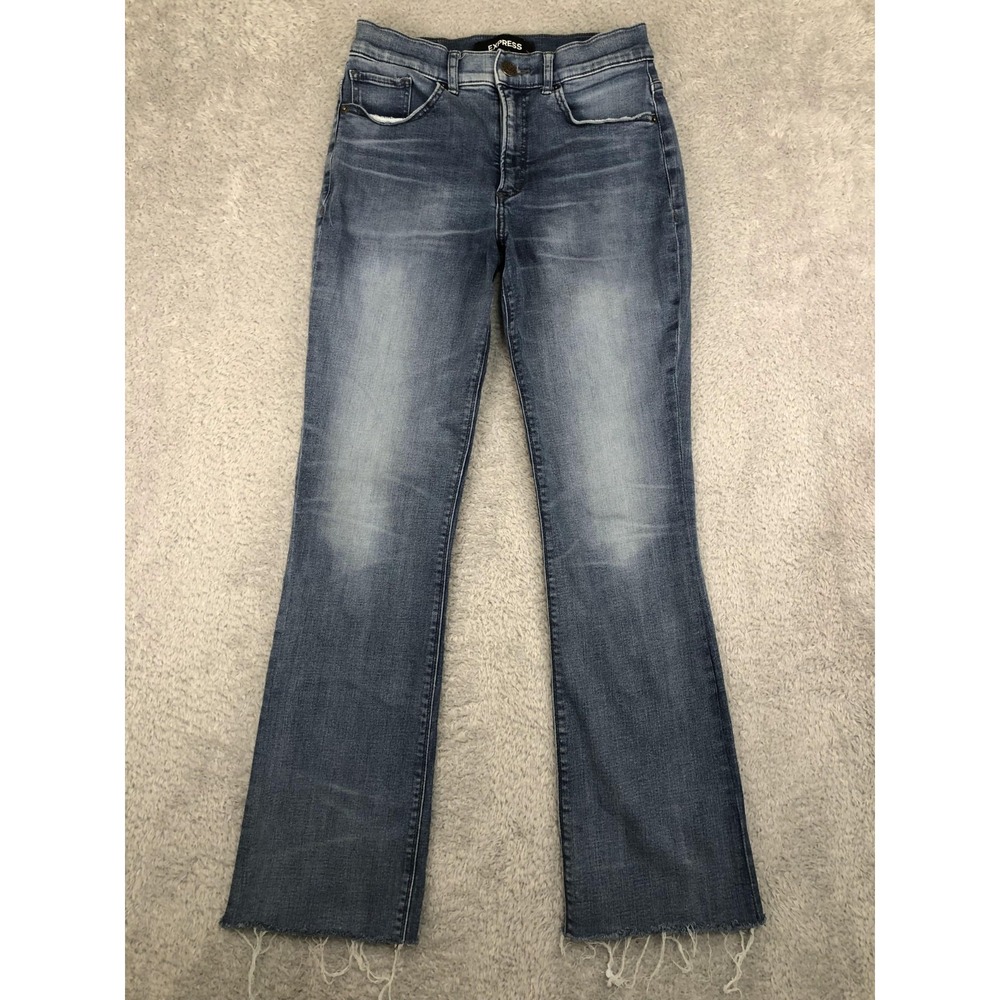 Express Jeans Womens 6R (27x29) Barely Boot High Rise Distressed Blue Denim